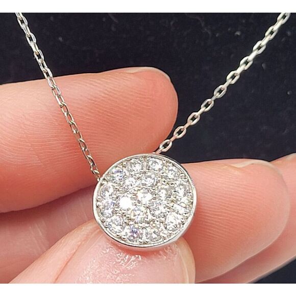 Sterling Silver Dainty Circular Pendant Necklace 17in - Picture 1 of 6